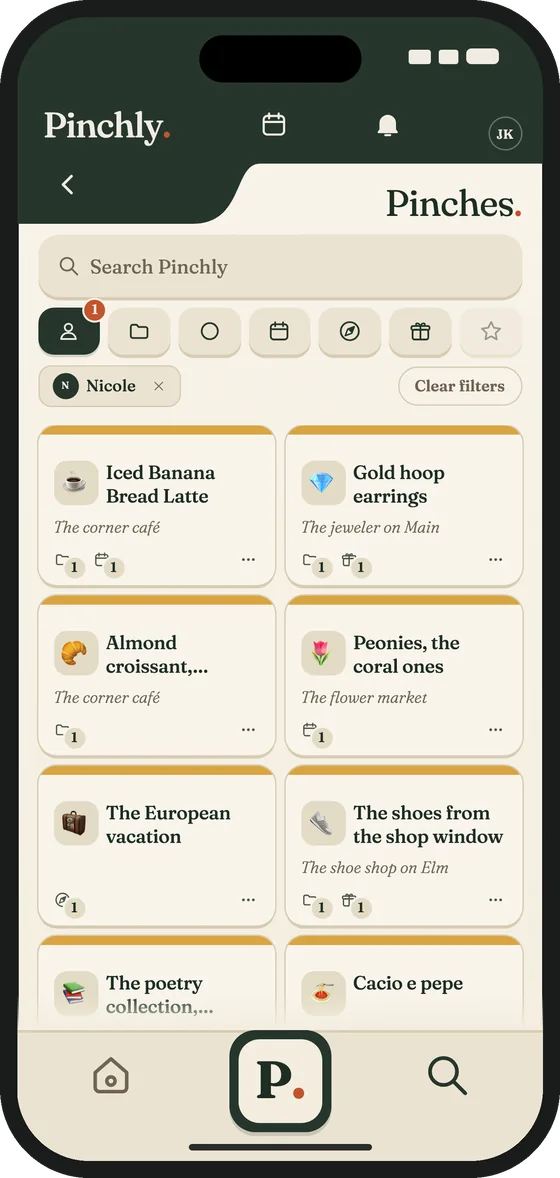 One person's Pinches, filtered from the Pinches page